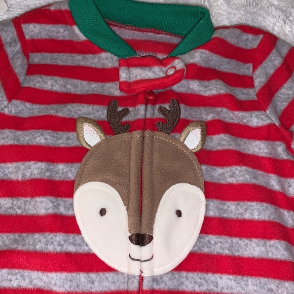 Carter’s Reindeer Striped Sleeper Footed One-piece Baby - Picture 3 of 9